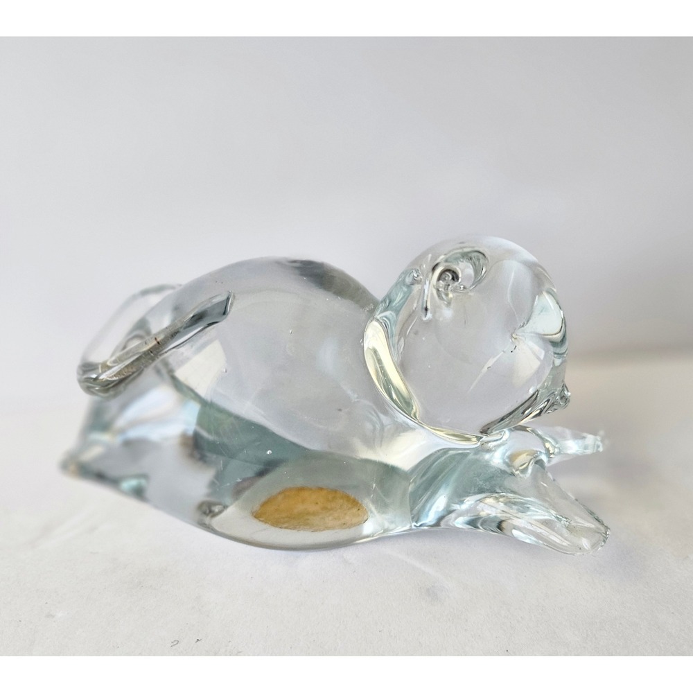 Vtg ALDON Lead Crystal STRETCHING CAT Hand-blown Figurine Paperweight